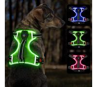 YFbrite Light Up Dog Harness - Rechargeable, Adjustable, Waterproof LED for Small, Medium and Large Dogs (Green, X-Large)