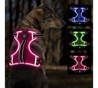 YFbrite Light Up Dog Harness - Rechargeable, Adjustable, Waterproof LED Harness for Small, Medium and Large Dogs (Pink, Small)