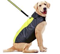 YFbrite Waterproof Dog Coat with Harness Hole, Lightweight Reflective Dog Raincoat for Small Medium Large Dogs, Adjustable Warm Jacket with Belly Cover - Keep Your Pet Dry on Walks (Green, X-Large)