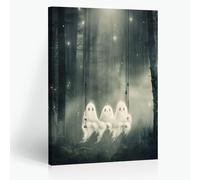 YFCLDPH Gothic Cute Ghost Painting Creepy Goth Wall Art Vintage Print Home Decor Halloween Horror Dark Academia Gothic Spooky Aesthetic Family Decorations Prints Poster 12X16inch Wood Framed