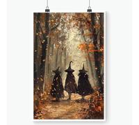 YFCLDPH Vintage Three Witches in The Forest Witchy Canvas Painting Print Halloween Wall Art Gothic Decor Witch Poster Witchy Room Aesthetic and Halloween Decorations 12X16inch Unframed