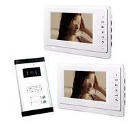 YFDGD 7" Apartment Wired Video Interphone Audio Intercom Door Bell System For 2 Units Rooms Clear Display All Weather Guarding