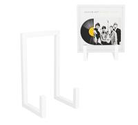 YFEEN 2 Set Vinyl Records Storage Holder, LP Stand CD Display Frame,Metal Album Storage for Vinyl Records (White)