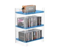 YFEEN 3 Tier Clear Acrylic CD Organizer, Holds Up to 54 CDs, Countertop Storage, Media Shelf, Home Office