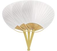 YFeiQi 3 Pcs Lot White Paddle Fan -Decorative Fans - Paper Party Decorative Electric Home Portable Wall Fans Decorative Fans Hand Lace White Japanese Cattail Paper Drawer Desktop Connec (3 Pcs)