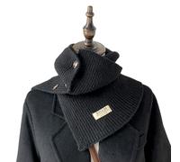 Yfenglhiry Unisex Solid Color Winter Scarf, Knit Fabric, Black, Perfect for Men and Women, Adjustable Button Design, Warm and Stylish