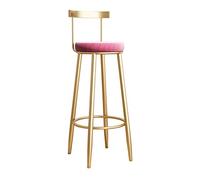 YFF-Barstools Bar Stools Counter Height Chair Hollow Backrest Metal Legs Footrest and Velvet Upholstered Seat for Salon Chairs, Modern Wrought Iron Furniture Seat Height 45/65/75cm