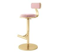 YFF-Barstools Modern Velvet Seat Bar Stool, Gold Legs, 65-80cm (25.6-31.5inch) Seat Height, 32cm(12.5inch) Diameter, Pink