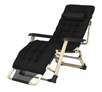 Sun Lounger Recliner Chairs Heavy Duty Zero Gravity Chairs with Cushion | Garden Outdoor Patio Lounge Recliners | Folding Reclining Chairs Max.250kg- Black