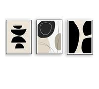 Yffgeartp Set of 3 Boho Abstract Geometric Line Black Beige Wall Art Posters Prints Canvas Painting Pictures for Living Room Interior Home Decoration Unframed-20x27inch