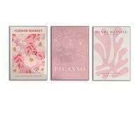 Yffgeartp Set of 3 Matisse Posters Prints Pink Flower Market Wall Art Abstract Minimalism Canvas Painting Nordic Picture For Living Room Home Decor Unframed-30x40cm