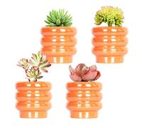 YFFSRJDJ 4.1 inch 4 pcs Ceramic Plant Pots for Indoor Plants, Rainbow Pearl Glaze Planter with Planters for Plants with Drainage Hole, Orchid Pots, Succulent Pot, Small Flower Pot (Orange)