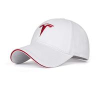 YFFTHREE Car Logo Baseball Cap for Tesla Model S 2021-2025,Sun Visor Hat Adjustable Sport Hat Unisex Travel Hat Racing Cap Adjustable One Size Fits Most Racer Cap Team Cap Cotton,White