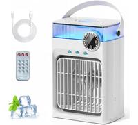 YFFU Portable Air Conditioner with Remote Control,1200ml Evaporative USB Mini Air Cooler RGB 8 Lights, 3 Wind Speeds, 3 Spray Modes, 2-8H Timer Small Air Conditioning Unit for Home Bedroom,Warm White