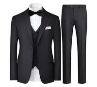 YFFUSHI Mens 3 Piece Slim Fit Business Wedding Suit with Waistcoat Bowtie | Notched lapel, center back vent, Suitable for formal events, long sleeve loose fit, Elegant and classic