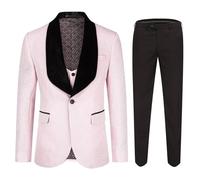 YFFUSHI Men's 3 Piece Suit Butterfly Jacquard Dinner Tuxedo 1 Button Shawl Lapel Floral Wedding Suits