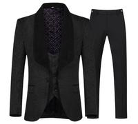 YFFUSHI Men's 3 Piece Suit Butterfly Jacquard Dinner Tuxedo 1 Button Shawl Lapel Floral Wedding Suits