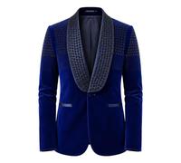 YFFUSHI Mens Diamond Velvet Blazer Shiny Slim Fit Party Wedding Tuxedo | Breathable durable fabric, 1 button slim fit shawl lapel blazer, Center-back vent, for party prom all-season wear