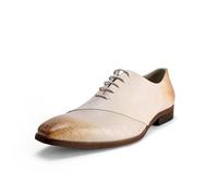 YFFUSHI Mens Dress Shoes Formal Leather Oxfords Pointed Toe Derby Crocodile Pattern Retro Glossy Business Wedding Beige 8