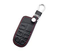 YFGBLQIA Key Fob Cover Genuine Leather with Keychain,Leather Key Case Key Shell Keyless Smart Key Fob for Jeep Cherokee 2016-2021
