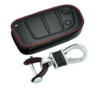 YFGBLQIA Key Fob Cover Genuine Leather with Keychain,Leather Key Case Key Shell Keyless Smart Key Fob for Jeep Cherokee 2014-2018