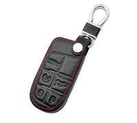YFGBLQIA Key Fob Cover Genuine Leather with Keychain,Leather Key Case Key Shell Keyless Smart Key Fob for Jeep Cherokee 2016-2021