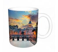 YFHJV Coffee Mug Funny Mug,Italy, Vatican Rome Evening View Famous Basilica Re Stitch,Tea Cup Cup Gift Birthday Work Office Christmas Printed Coffee Cup 11Oz Cups 330ml Large Coffee Mug