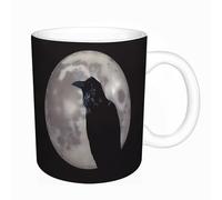 YFHJV Coffee Mug Funny Mug,Moon Light Standing Crow Alone,Tea Cup Cup Gift Birthday Work Office Christmas Printed Coffee Cup 11Oz Cups 330ml Large Coffee Mug