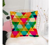 YFHJV Pillow Cover Throw Case Decor Home Living Room Couch Sofa Decorative Cushions Pillow Cover for Bedroom,Pattern of geometric shapes. Triangles.Texture with flow of spectrum effect. Geo,40x40 cm