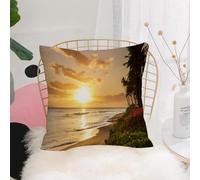 YFHJV Pillow Cover Throw Case Decor Home Living Room Couch Sofa Decorative Cushions Pillow Cover for Bedroom,Beautiful warm tropical sunset on white beach in Maui, Hawaii,40x40 cm