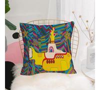 YFHJV Pillow Cover Throw Case Decor Home Living Room Couch Sofa Decorative Cushions Pillow Cover for Bedroom,Yellow Submarine The Beatles Rock Band Illustration,40x40 cm