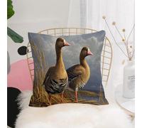 YFHJV Pillow Cover Throw Case Decor Home Living Room Couch Sofa Decorative Cushions Pillow Cover for Bedroom,Two geese in the natural environment show unique feathers and sit on a beautiful,40x40 cm