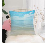 YFHJV Pillow Cover Throw Case Decor Home Living Room Couch Sofa Decorative Cushions Pillow Cover for Bedroom,Ocean, sunny summer day on the sandy beach, calm, calm coast, sea, horizon,40x40 cm