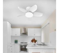 YFHKWJ Modern Ceiling Fan with Lights - Smart Dimmable LED Fan Light, APP Remote Control, 6 Speed & Timer, DC Motor, Summer-Winter Mode, 5 Blade Flush Mount for Bedroom, Dining Room-White