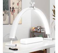 YFHT Half Moon Light, 29in Half Moon Lamp With Phone Holder, 50W Nail Desk Light Foldable, Dimmable Beauty Light For Beauty, Eyelash Extensions, Tattoo, Treatment, Skin Care,White
