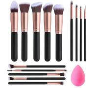 YFHUVB 14Pcs Make up Brushes Kit, with 6pcs Blender Sponges Face Powder Concealers Eyeshadow Blush Brushes Make up Brushes Set for Girl Make up