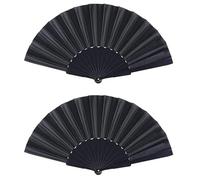 YFHUVB 2pcs Hand Fan Folding, Folding Fans Handheld, Black, 38cm x 21cm (15 inch 8 inch), Portable, Perfect Gifts for Any Occasions