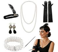 YFHUVB 6 PCS 1920s Accessories for Women, 1920s Flapper Accessories Set Roaring 20's Theme Set for Women, Retro Carnival Festival Halloween Christmas