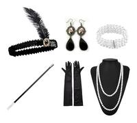 YFHUVB 6 PCS 1920s Accessories for Women, 1920s Flapper Accessories Set Roaring 20's Theme Set for Women, Retro Carnival Festival Halloween Christmas