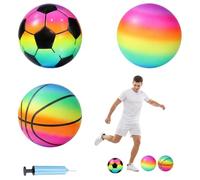 YFHUVB Rainbow Ball Set,4 pcs Multipurpose Sports Training Equipment, Vibrant Colour Coordination Tools, rainbow football Athletic Gear Collection for Various Activities.