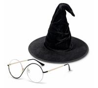 YFHUVB Witchs Hat with Elphaba Glasses | Wizard Hat,Adult Cosplay Outfit for Wicked Musical Fans, Halloween Party Costume Set, Theatrical Performance Atti