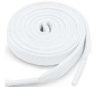 YFINE Flat Shoe Laces for Sneakers: 2 Pairs 9 MM Wide Thick Athletic Shoelaces, 03 Solid White, 63 inch (160CM)