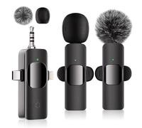 YFIXQNSU 3 in 1 Lavalier Wireless Microphone - Professional Wireless Microphone for iPhone/IPad/Android/Camera, Mini Microphone Noise Reduction, Crystal Clear Sound Quality for Interviews TikTok