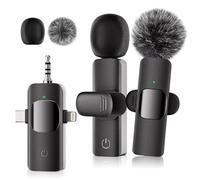 YFIXQNSU Professional Wireless Lavalier Mini Microphone - 3 in 1 Microphone for iPhone/Android/Camera, Smart Noise Reduction Lapel Mic HD Sound Quality, Plug-Play No Delays for Live Stream Interview