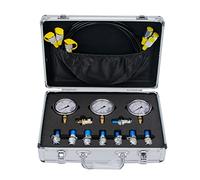 YFIXTOOL Hydraulic Pressure Test Kit for Excavator, Includes 9 Couplings, 3 Test Hoses, 3 Pressure Gauges (3500PSI/250bar, 6000PSI/400bar, 10000PSI/600bar)