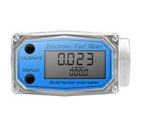 YFIXTOOL Turbine Flow Meter, LCD Digital Display Flowmeter, Gas Oil Fuel Flowmeter for Diesel, Kerosene, Gasoline, Aluminum Stainless Steel(1")