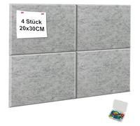 YFLeomry 40x60 cm Large Cork Board, 4 Pack 20x30 cm Removable Felt Board, Self Adhesive Bulletin Board with Pushpins for Photo DIY Memo Display in Home Kitchen Office School(Light Grayl)