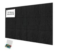 YFLeomry 60x120cm Large Cork Board Felt Wall Tiles, 12 Pack 20x30 cm Felt Board, 0.9cm Thick Foldable Photo Display Bulletin Board with Self-Adhesive Tape for School Office Walls(Dark Gray)