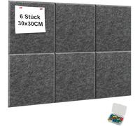 YFLeomry 60x90 cm Large Cork Board, 6 Pack 30x30 cm Removable Felt Board, Self Adhesive Bulletin Board with Pushpins for Photo DIY Memo Display in Home Kitchen Office School(Dark Gray)