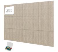 YFLeomry 90x120cm Large Cork Board Felt Wall Tiles, 12 Pack 30x30 cm Felt Board, 0.9cm Thick Foldable Photo Display Bulletin Board with Self-Adhesive Tape for School Office Walls(Camel)